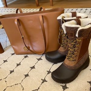 The North Face boots with  DKNY purse